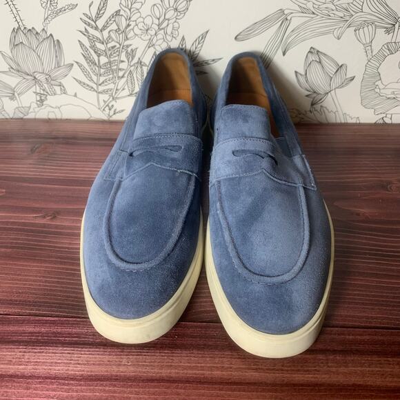 Mens Allen Edmonds Randolph Verse Penny Loafer Blue Suede Size 10.5 EUC!
